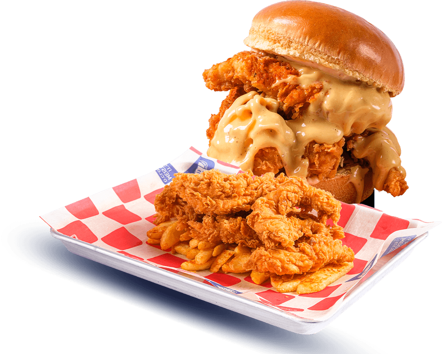 Çıtır tavuk burger ve tenders tepsisi